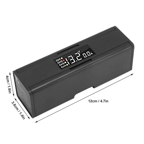 Foldable 4 In 1 Drone Battery Charging Hub With LCD Display showing dimensions in centimeters and inches