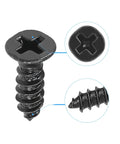Heavy Duty M4 X 12mm Phillips Flat Head Self Tapping Wood Screws Black Carbon Steel With Rust Resistant Finish Slick Threading close-up view