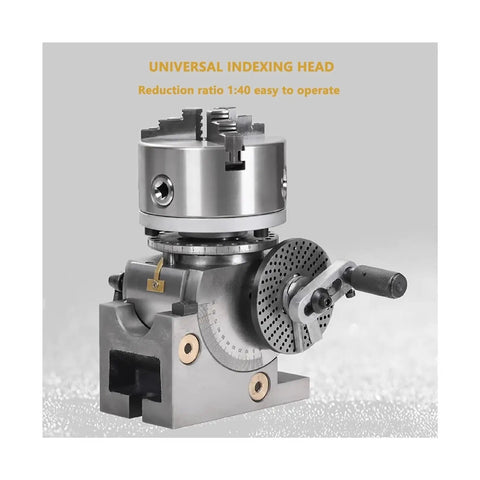 Universal Indexing Head For Milling Machines With Interchangeable Index Plates and Direct Fit Mount, precision design, 1:40 ratio.