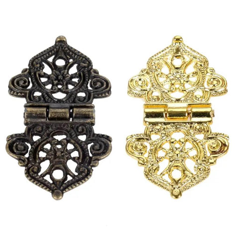 Set Of 10 Antique Lace Hinges With Screws For Doors Cabinets Drawers And Furniture Decorative Old School Hinges front view