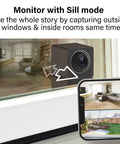 Full Coverage 360 Indoor Security Camera With Two Way Audio, 1080p HD Live Video showing interior and exterior views.