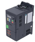 Pro Grade 3KW VFD Motor Controller With RS485 For 3 Phase AC 340 To 440V Industrial HVAC Pump And Fan Systems Digital Display Easy Setup Efficient Heat Sink, black unit with control panel and cooling fan
