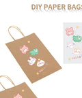 Bulk Brown Kraft Paper Bags With Handles 100 Pack Small Gift Bags 5.25 By 3.25 By 8.25 Inches Durable 110 Gsm featuring cartoon designs