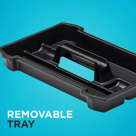 Black removable tray from Tool Box Bundle 19-Inch And 12-Inch Storage Cases With Easy Access Top Lids Removable Clear Compartments