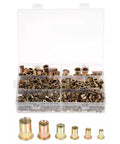 Carbon Steel Rivet Nut Kit With 500 Pieces Threaded Inserts M3 M4 M5 M6 M8 M10 In Galvanized Finish In A Handy Portable Box