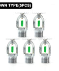 Heavy-Duty Bronze Pendent Fire Sprinkler Heads with Rock-Solid 93 Degree Activation rated for 1/2 Inch NPT Down Type Mounts for Gyms Schools and Public Venues bringing No-Nonsense Extinguishing System Safety to your Premises in a 5 Piece Load built to, displayed from front view.