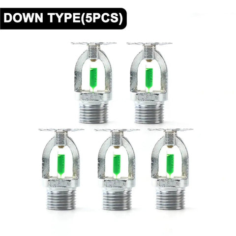 Heavy-Duty Bronze Pendent Fire Sprinkler Heads with Rock-Solid 93 Degree Activation rated for 1/2 Inch NPT Down Type Mounts for Gyms Schools and Public Venues bringing No-Nonsense Extinguishing System Safety to your Premises in a 5 Piece Load built to, displayed from front view.
