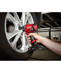 Using Stubby Three Eighths Inch Impact Wrench With Four Mode Drive Control For Tight Spaces on car wheel, 250 ft-lbs torque, auto shut off