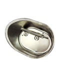 Heavy Duty Stainless Steel Pig Waterer Bowl With Nipple Feeder For Hog Sows Swine And Piglets rustproof bowl top view with automatic valve.