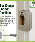 Door Strike Plate With Screws Satin Nickel 2 1/4 by 1 3/4 Universal Latch Restorer Alloy Steel Lock Hardware For Interior And Exterior Doors Replacement Latch Plate 1 Pack Easy DIY Install Quick Fix For Doors That Will Not Stay Latched on door jamb with screwdriver icon