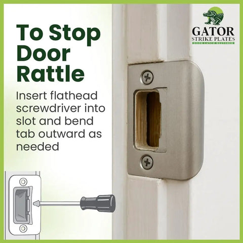 Door Strike Plate With Screws Satin Nickel 2 1/4 by 1 3/4 Universal Latch Restorer Alloy Steel Lock Hardware For Interior And Exterior Doors Replacement Latch Plate 1 Pack Easy DIY Install Quick Fix For Doors That Will Not Stay Latched on door jamb with screwdriver icon