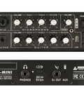 Control panel of Portable 30 Watt Acoustic Guitar Amp With Bluetooth Speaker, Rechargeable Battery, showing dual channel inputs.