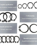 Top Notch BZHAOMAOL 200 Pcs External Retaining Rings 10-14mm Size Set showcasing durable black plated C-rings for machinery.