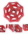 No Fuss Cast Iron Faucet Handle With Bold Red Wheel Grip, 43mm diameter, fits 5x5mm square stems, rust resistant.