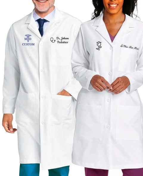 Customizable Lab Coat For Men And Women, Personalize With Icon, Name, And Photo, Unisex Medical Coat With Long Sleeves