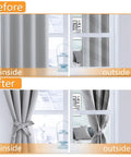 Blackout Curtains For Bedroom 52 By 63 Inches No Drill Required Thermal Insulated Light Blocking Window Panels with sewn-in tiebacks