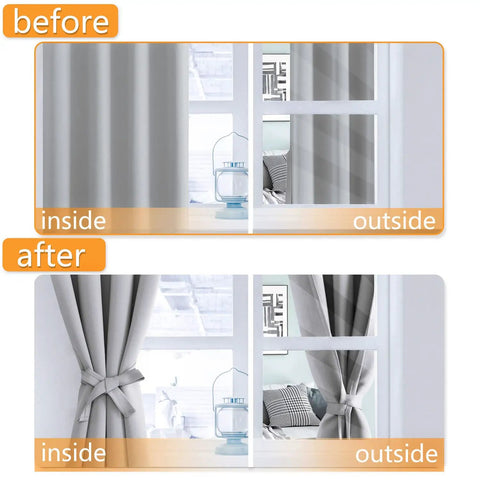 Blackout Curtains For Bedroom 52 By 63 Inches No Drill Required Thermal Insulated Light Blocking Window Panels with sewn-in tiebacks