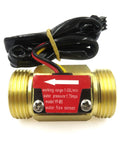 Three Quarter Inch Brass Flow Sensor Switch with Hall Effect Water Meter, 1 to 30 Liters Per Minute Flow Range, BSPT Male Thread