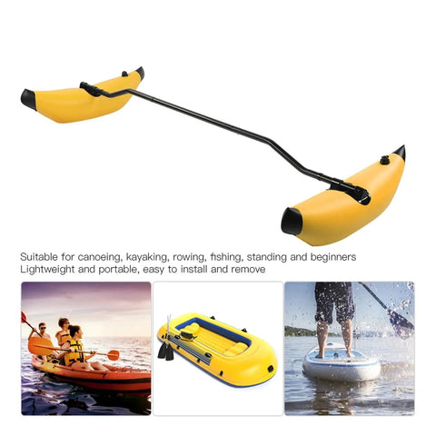 Inflatable Stabilizer Kit For Canoe And Kayak, Portable PVC Outrigger, yellow, lightweight, adds stability on the water