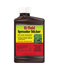 Hi-Yield Spreader Sticker Non-Ionic Surfactant bottle, yellow and red label, 8 oz, for lawn care and fertilizers