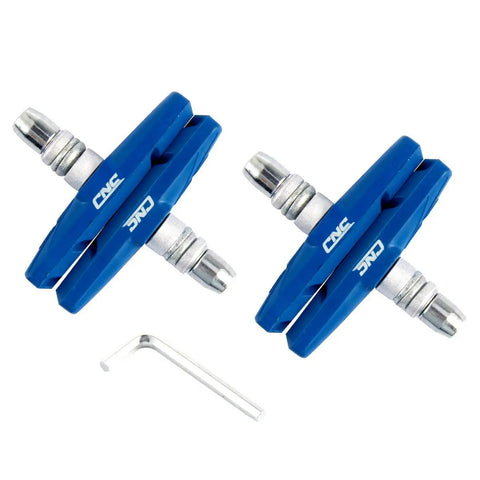 V Brake Pad Set For 70mm Bicycle Brakes 2 Pairs Universal Shoes Left And Right No Noise No Skid Durable Rubber Sand Guard Slots Blue