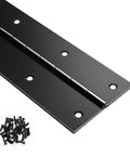 Rock Solid Four Foot Continuous Piano Hinge Built Tough As Nails With Zero Rust Black Stainless Steel Includes Screws and holes for mounting.