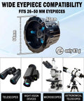 Compatibility chart for Wireless Electronic Eyepiece For Telescopes, 30m WiFi Range, 1080P FHD Real Time Recording, Smart Viewing Companion