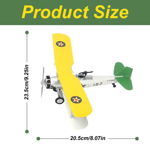 Top view of O2U-4 Corsair Biplane Model Kit 1:48 Scale For Adult Collectors, WWII Carrier-Based Aircraft Replica, Yellow wings