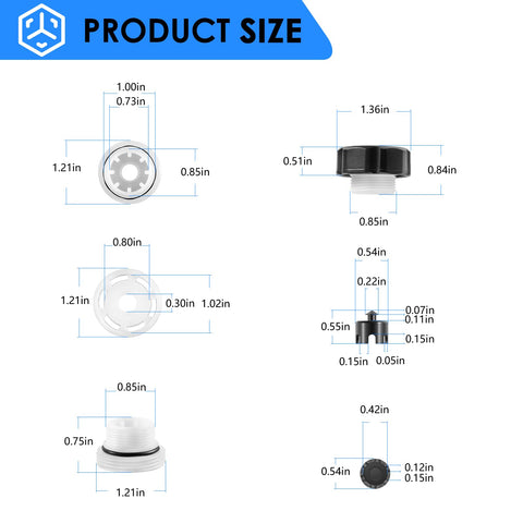 Dimensions diagram of Vacuum Breaker Kit For Traditional Anti Siphon Frost Free Sillcock Valves Replacement Prevent Backflow And Water Contamination
