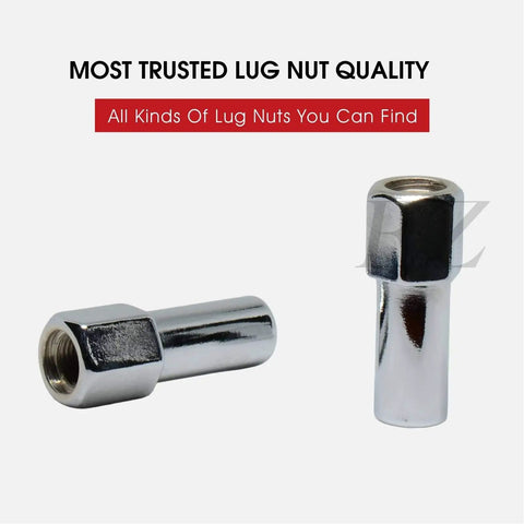 Set Of 24 SST Mag Lug Nuts With Offset Washer Chrome Finish One Half Inch Twenty Thread For Weld Racing Center Line Wheels Fits Ford Mustang Explorer Range Studs Thirteen Sixteenth Inch Hex, close-up view