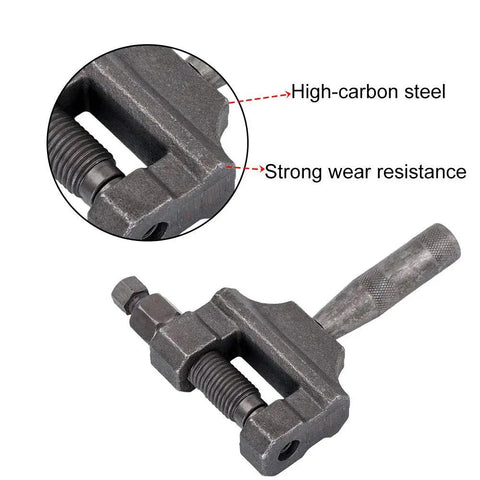 Heavy Duty Chain Breaker Tool For Motorcycles And ATVs with high-carbon steel, showing strong wear resistance in close-up view.