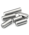 Front view of 304 Stainless Steel Cylindrical Pin Locating Dowel Set, 12 mm diameter, solid shaft, GB119 compliance, 6 pins displayed