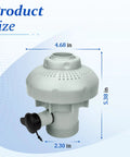 Large Inlet Air Nozzle For Intex Air Jet Valve And Above Ground Pool Return Jet Replacement Parts Easy Peasy Install DIY Friendly Kit For 1900 To 2450 GPH Pumps And Pool Aerator Grid product dimensions showing 4.68 x 5.38 x 2.30 inches.