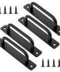 4 Pack Black Aluminum Alloy 5 Inch Hole Center Gate Handles For Sliding Barn Doors And Bifold Closet Doors With Plate Includes 8 Screws