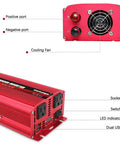 Heavy Duty 1500 Watt Power Inverter DC To AC Converter With Dual Household Outlets And Fast Usb Charging rear ports layout