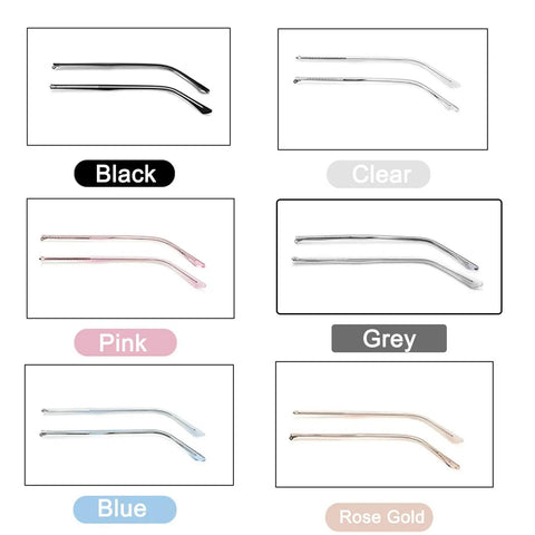 Universal Eyeglass Replacement Temples Black Glasses Arms Legs Complete Repair Set With Screwdriver And Screws in various colors.