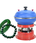 Electric Vibration Roller Polisher for Jewelry and Small Metal Parts Automatic Pro Grade Polisher, shown with polished jewelry.