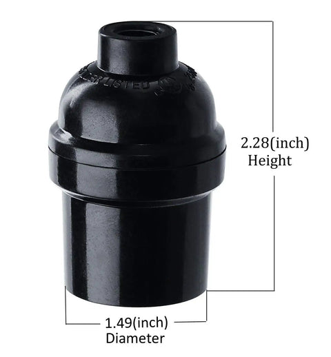 E26 E27 Light Socket Set, Retro Black Edison Pendant Holder, 2.28-inch height, 1.49-inch diameter, UL Listed