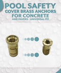 Beefy Brass Pool Safety Cover Anchors For Concrete And Pavers 5 Pack Universal Fit Fits Three Quarters Inch Holes One And Five Eighths Inch Long Durable Pool Cover Hardware