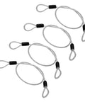 Vinyl Coated Stainless Steel Cable With Loops Four Pack Two Feet Long Five Thirty Second Inch Wire Rope Security Lanyards shown in clear loops