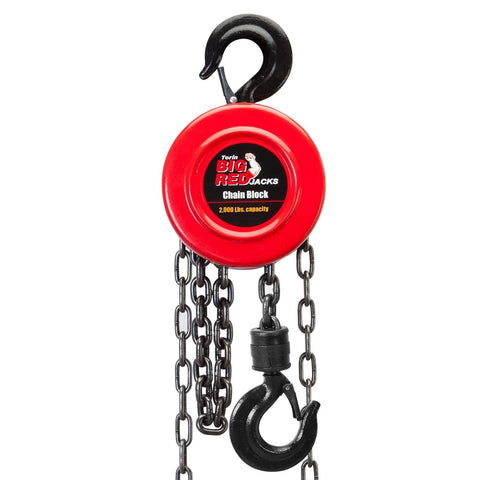 1 Ton Hand Chain Hoist With Mechanical Load Brake, 8 Ft Lift, Dual Heavy Duty Hooks, 2,000 Lb Capacity, 1/4 Inch Alloy Steel Chain