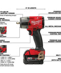 M18 FUEL 1/2 Inch Hi Torque And 3/8 Inch MTIW Automotive Combo Kit Red 3010-22 diagram with features labeled