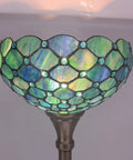 Amber Grape Tiffany Style Floor Lamp Torchiere With Stained Glass Shade Dope 12 Inch Wide 60 Inch Tall Bronze Base Standing Corner Light UL Listed Easy Assembly Antique Glow, focusing on stained glass shade detail.