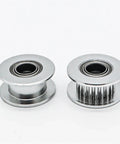 Top Shelf 16 Tooth Gt2 Timing Pulley featuring heavy duty steel body and sealed bearings for 3D printer use.
