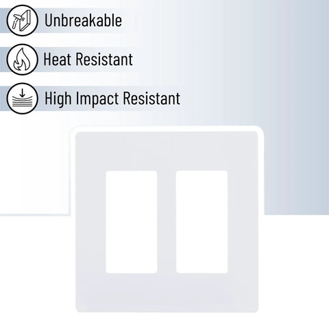 Screwless Decorator Wall Plates Two Gang White Covers 4 Pack No Visible Screws Clean Look Easy Install Durable Shatterproof