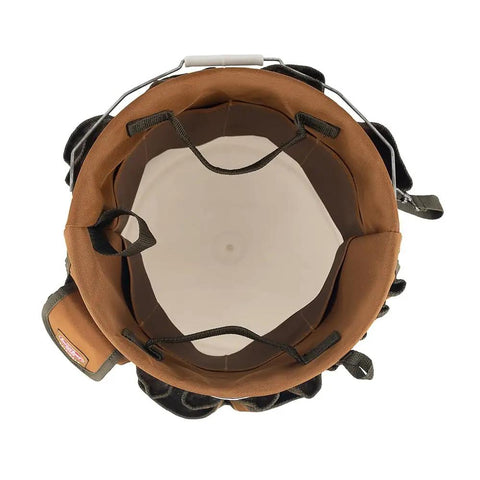 Top view of Bucketeer Bucket Tool Organizer Brown Fits Most 5 Gallon Buckets with Three Interior Loops for Long Handled Tools.