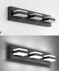 Vanity Light Fixtures Over Mirror LED Dimmable Three Light Bath Light In Black Finish, shown off and on