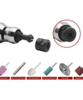 Mini Pneumatic Die Grinder Kit High Speed Adjustable Air Polishing Pen For Engraving And Detail Work showing various grinding bits and tool components.