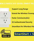 800 Series Z Wave Plug In Smart Outlet Switch With Built In Repeater For Extended Range Up To 1300 Feet on yellow background