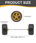 Two Pack 1 By 64 Scale Wheels And Tires With Real Riders Rims And Axles For RC Diecast Cars And DIY Models with dimensions